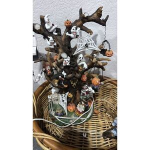 Haunted Halloween Lighted Tree 12 Characters-A Monster On Swing 16.5" Tall